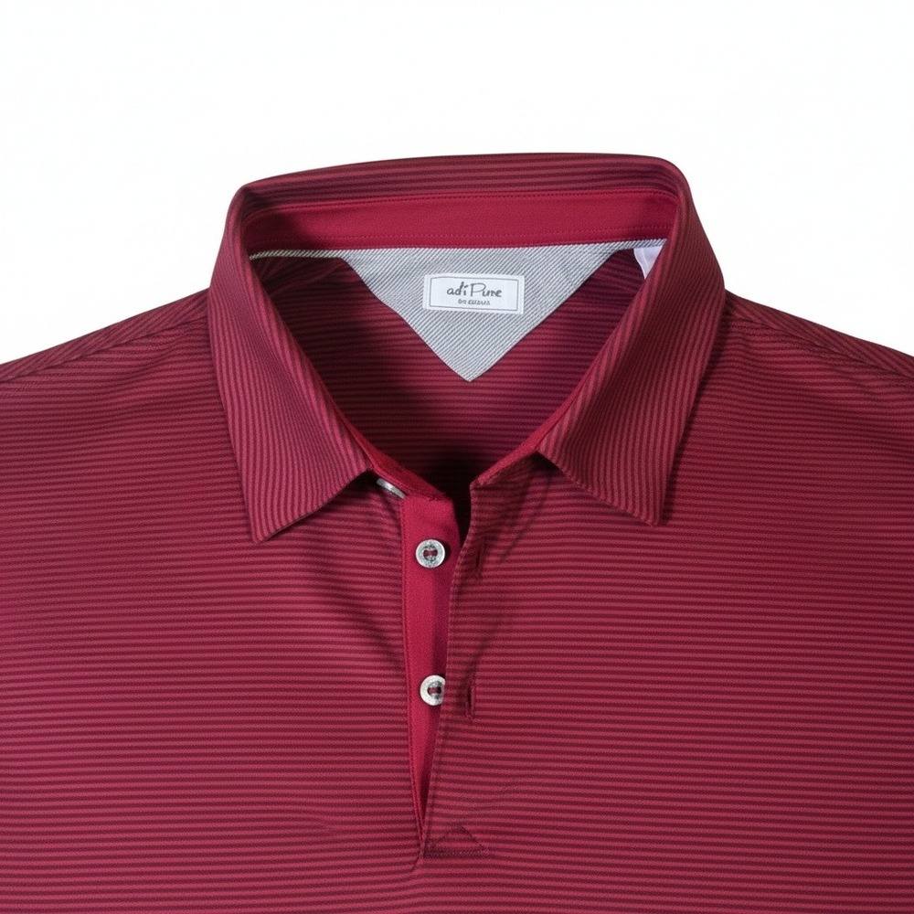 NWOT Adidas adiPure Red Striped Polo‎ Shirt Size L - Picture 3 of 7